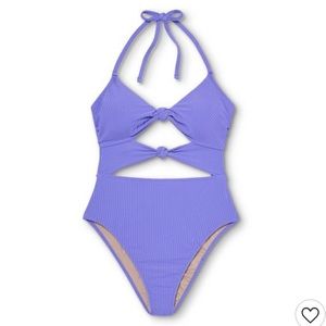 Double Knot Cut Out Ribbed One Piece Swimsuit